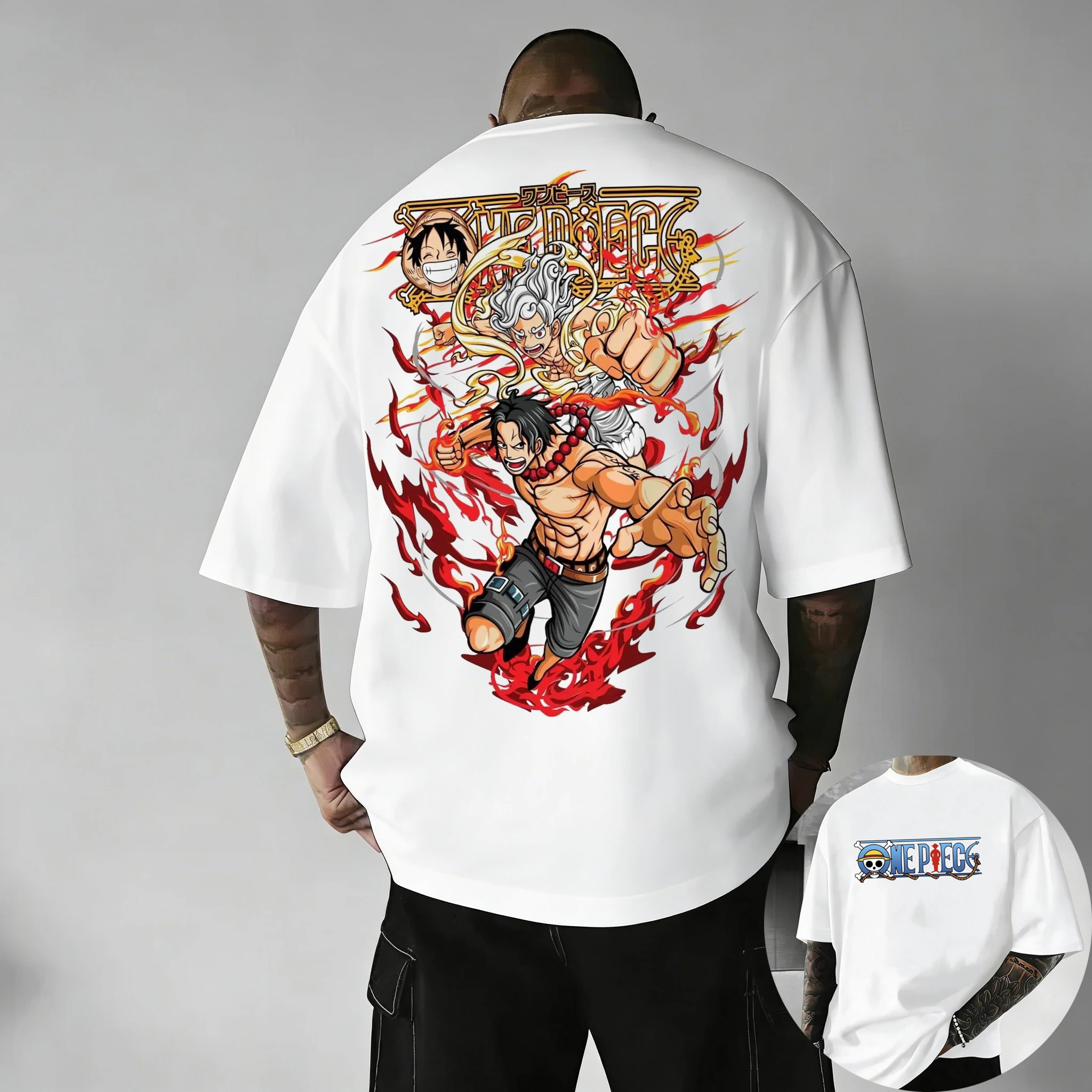 One Piece Japanese Anime Print Cotton T-Shirt Luffy Zoro Men's Casual Short Sleeve Tee Luffy T-shirt Casual Streetwear Tee Tops
