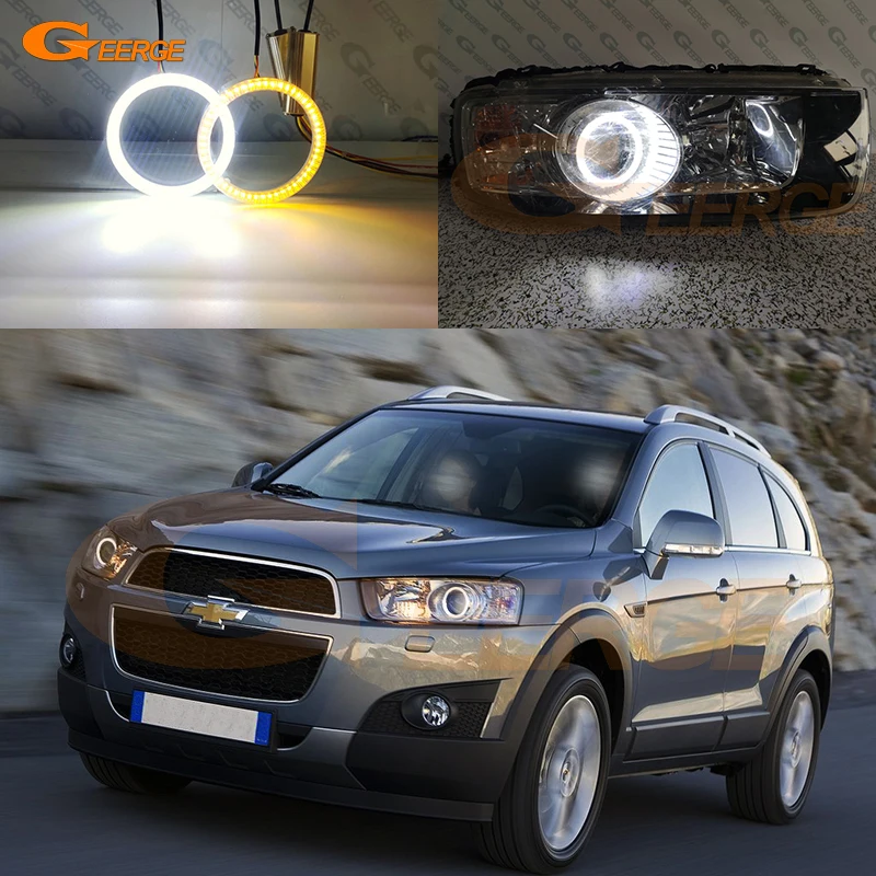

For Chevrolet Captiva 2011 2012 2013 2014 2015 Excellent Ultra Bright Switchback DRL Turn Signal LED Angel Eyes Kit Halo Rings