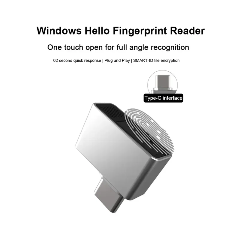 نوع C قفل الماسح الضوئي البيومترية خالية من كلمة المرور الماسح الضوئي البيومترية الكمبيوتر المحمول USB قارئ بصمات الأصابع وحدة جهاز لنظام التشغيل Windows 7/10/11