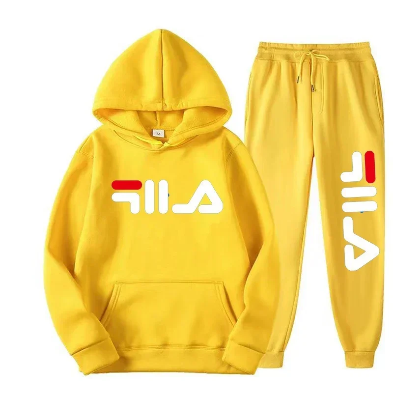 2 Pieces Sets Tracksuit Hooded Sweatshirt +Drawstring Pants Male Sport Hoodies Running Sportswear Men Women Brand Autumn Winter