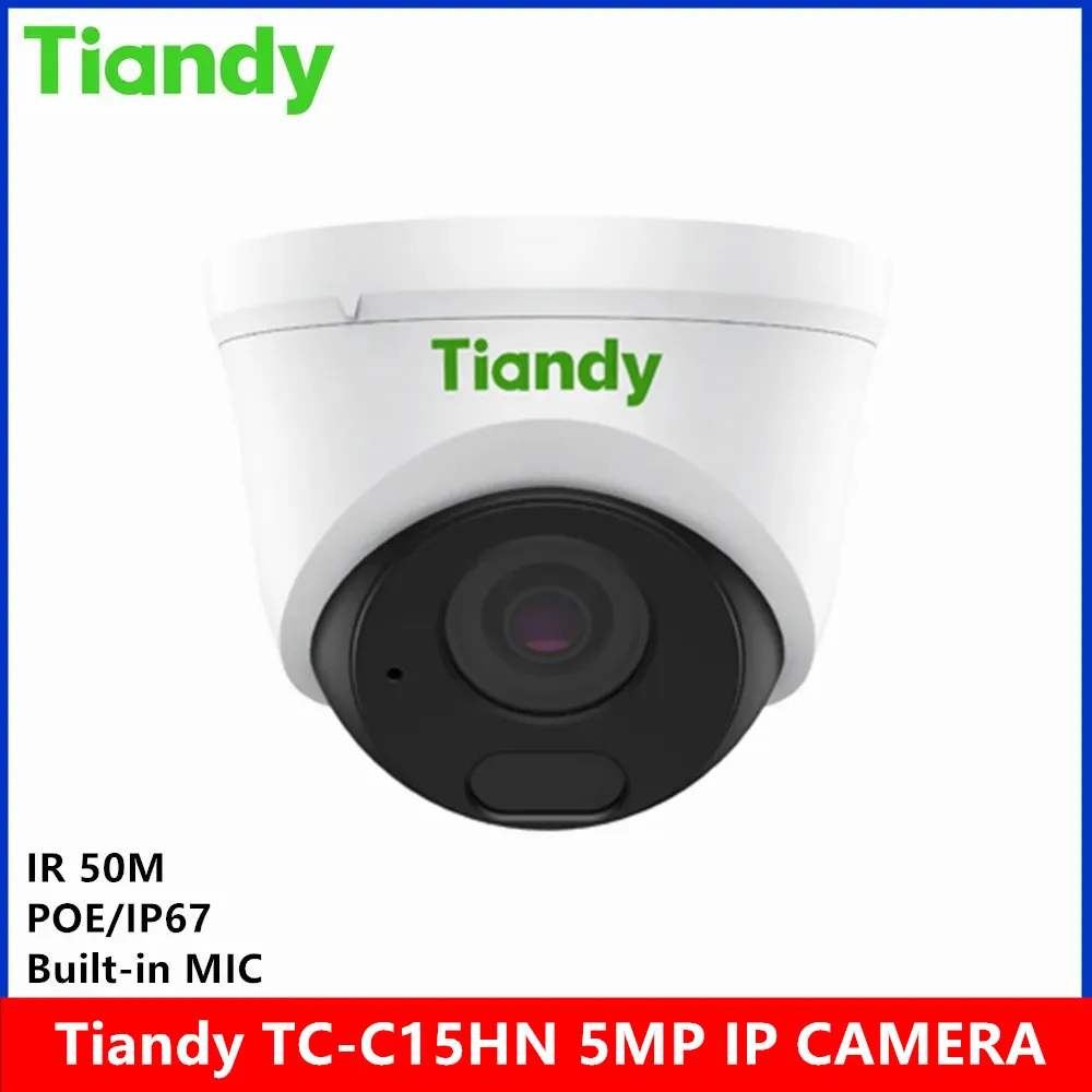 Original Tiandy brand TC-C15HN 5MP built-in MIC IP67 POE starlight IR 50meter dome ip Camera