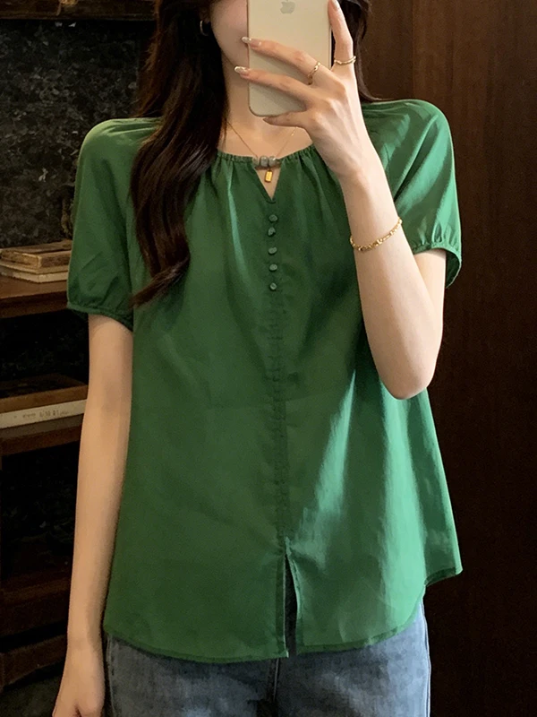 

Ladies Casual Style Loose Fit Breathable Shirt Summer New Unique Beautiful Cool Simple Design Summer 2026 Commute Korean Version
