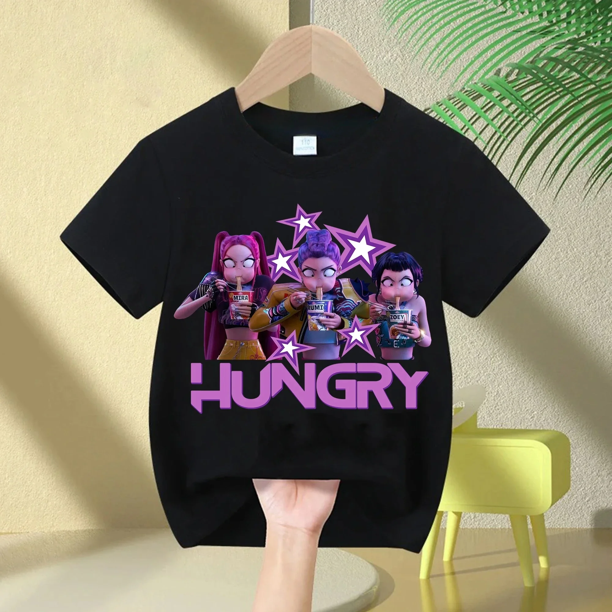 الصيف الساخن فيلم لينة القطن طفل الفتيات تي شيرت ملابس الأطفال KPop شيطان الصيادين المشجعين هدايا الاطفال تيز موضة بلايز عادية