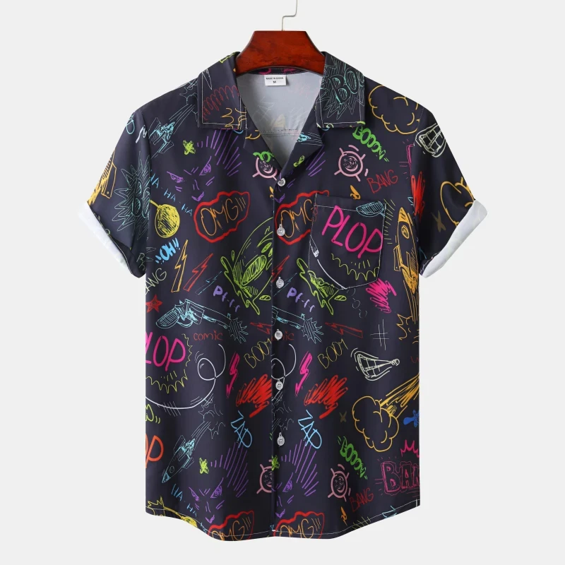 Camisa con estampado 3D de arcoíris para hombre y mujer, camisa informal de manga corta con botones de solapa, ropa de calle Unisex de gran tamaño,