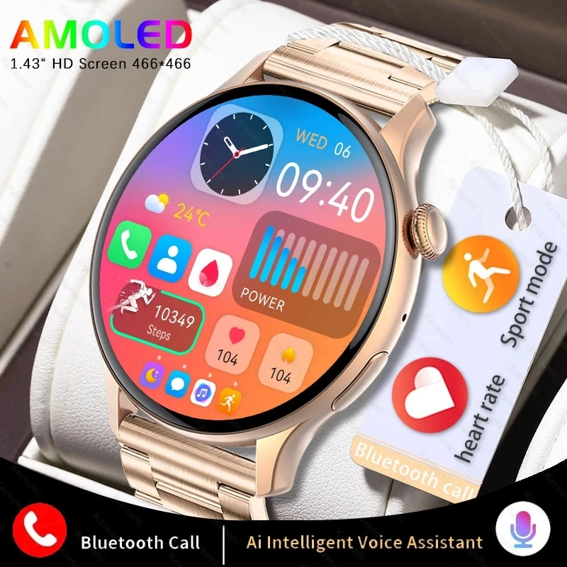 

Smart Watch Bluetooth Call Women Sport Smartwatch Men 1.43-inch AMOLED HD Always Display Custom Screen Watches\