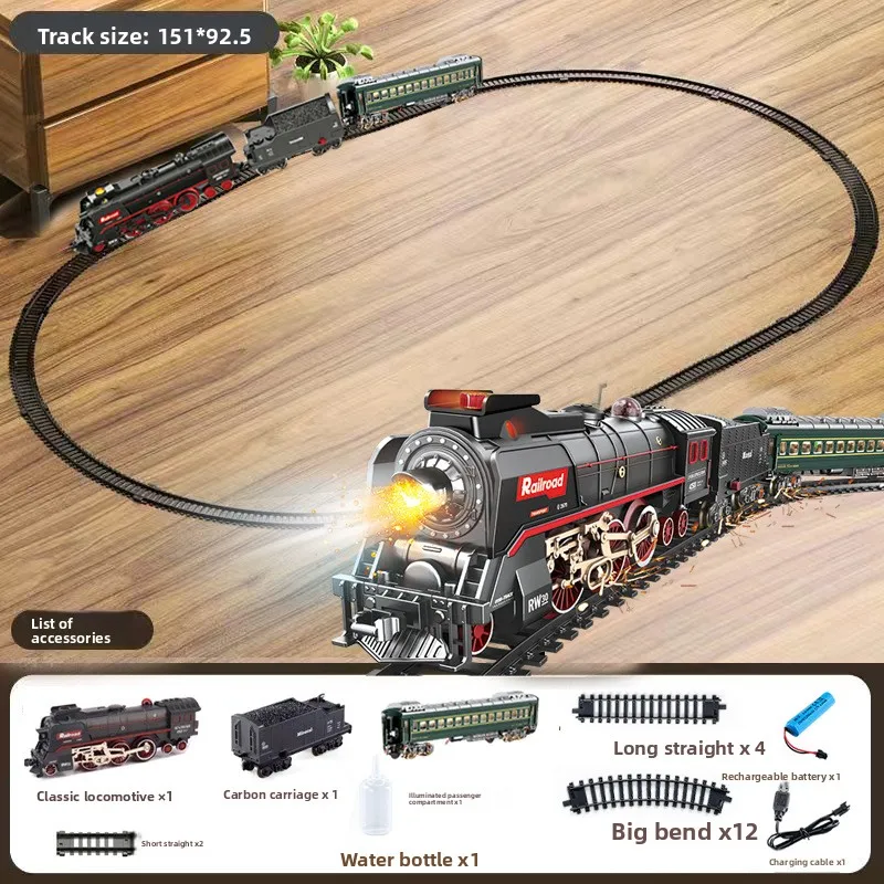 Cool Stuff Toy Car Funny Gift-Kawaii High-speed Track Train, afstandsbediening auto, Retro Steam Track Car, elektrische auto, speelgoed voor kinderen