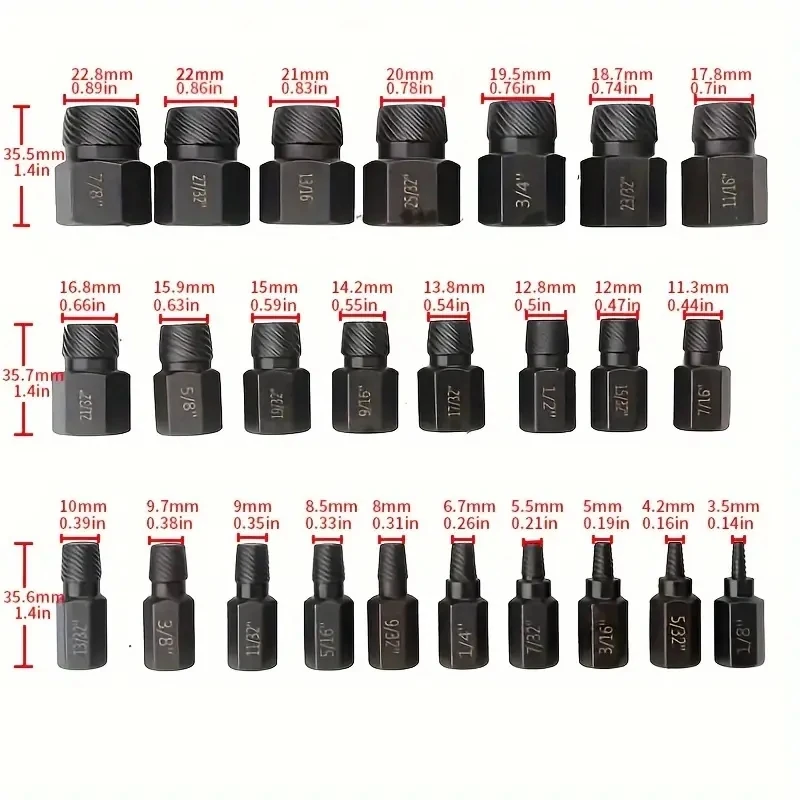 5PCS Imperial Black Broken Head Screw Extractor Multi Key Sliding Thread Damaged Screw Removal Tool Set