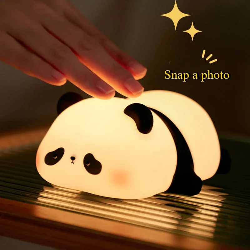 ใหม่ Mini Panda Small Night Light ห้องนั่งเล่นสร้างสรรค์น่ารัก Panda Pat 3 ความเร็วปรับแสงเดสก์ท็อปตกแต่งของขวัญการ์ตูน