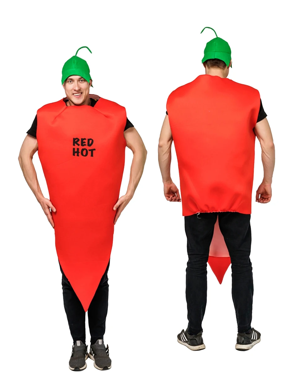 Erwachsene Paar Stil Lustige Cosplay Red Chili Overall Mit Hut Parodie Bühne Rolle Spielen Outfit Halloween Karneval Kostüm