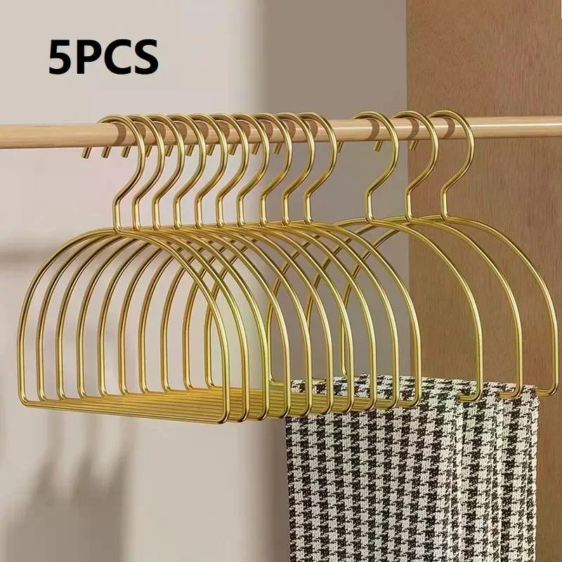 [5PCS Gold Iron Half Round Scarf Hangers Pet Clothes Rack Storage Hanger For Pants Towel Tie,Closet Organizer For Adult Kids]