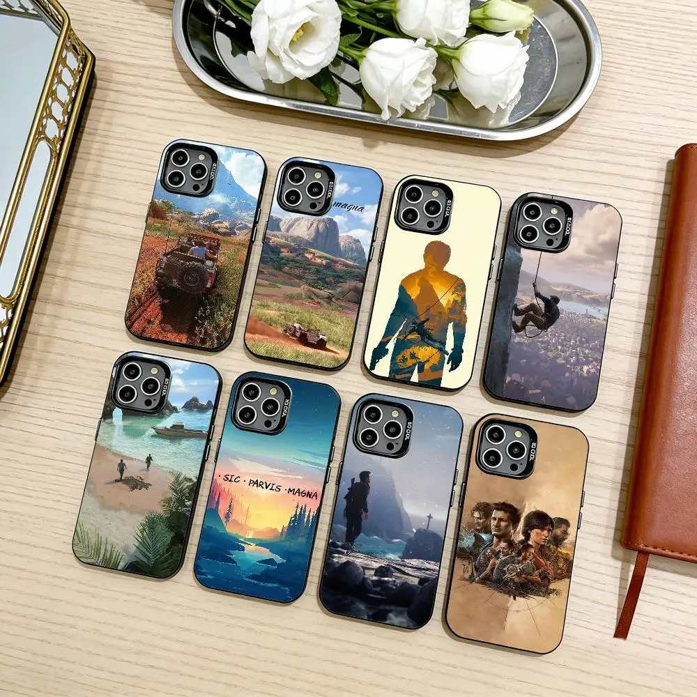 

Sic Parvis Magna Uncharted Phone Case For iPhone17,16,15,14,13,12,11 Plus,Pro Max Black Candy silver phone case