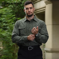 HAN WILD Men Quick-Drying Shirt Long Climbing Trousers Tactical Training Combat Suit Breathable Casual Hiking Clothing