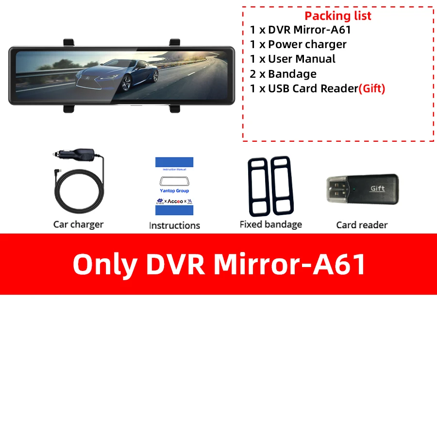 Acceo 4K Dashcam with 11.26" Touch Screen Support Dual-Channel Recording 2.5K Rear Camera Built-in WiFi ADAS & GPS Car Black Box