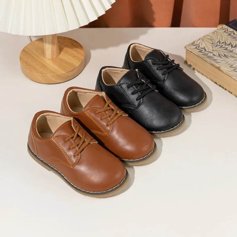 Classic Spring Autumn Children Leather Shoes Simple Fashion Kids Causal Shoes for Girls Versatile Boys School Uniform Flat Shoes
