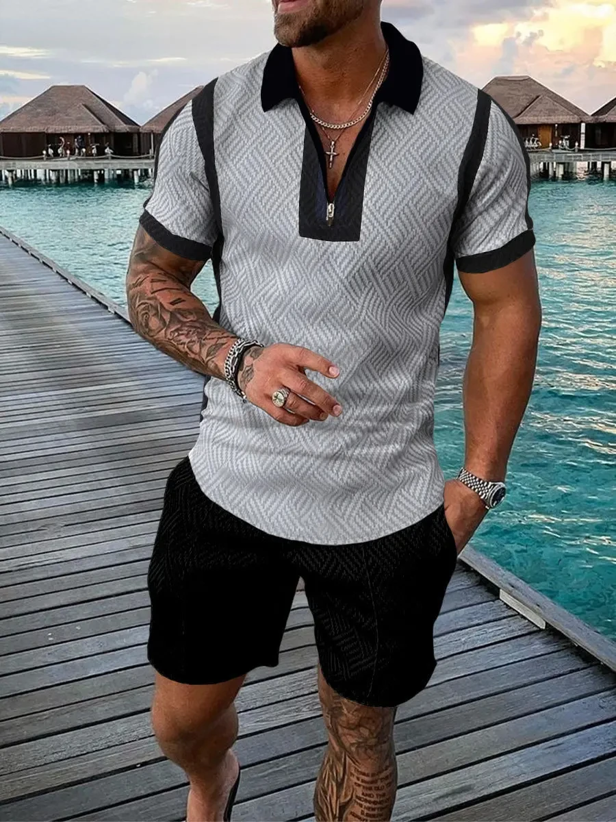 2024 Men‘s Summer Clothing Luxury Polo Shirts Short Sleeve Set Casual Man Shorts Tracksuit Outfits Social Golf Lapel T-Shirts