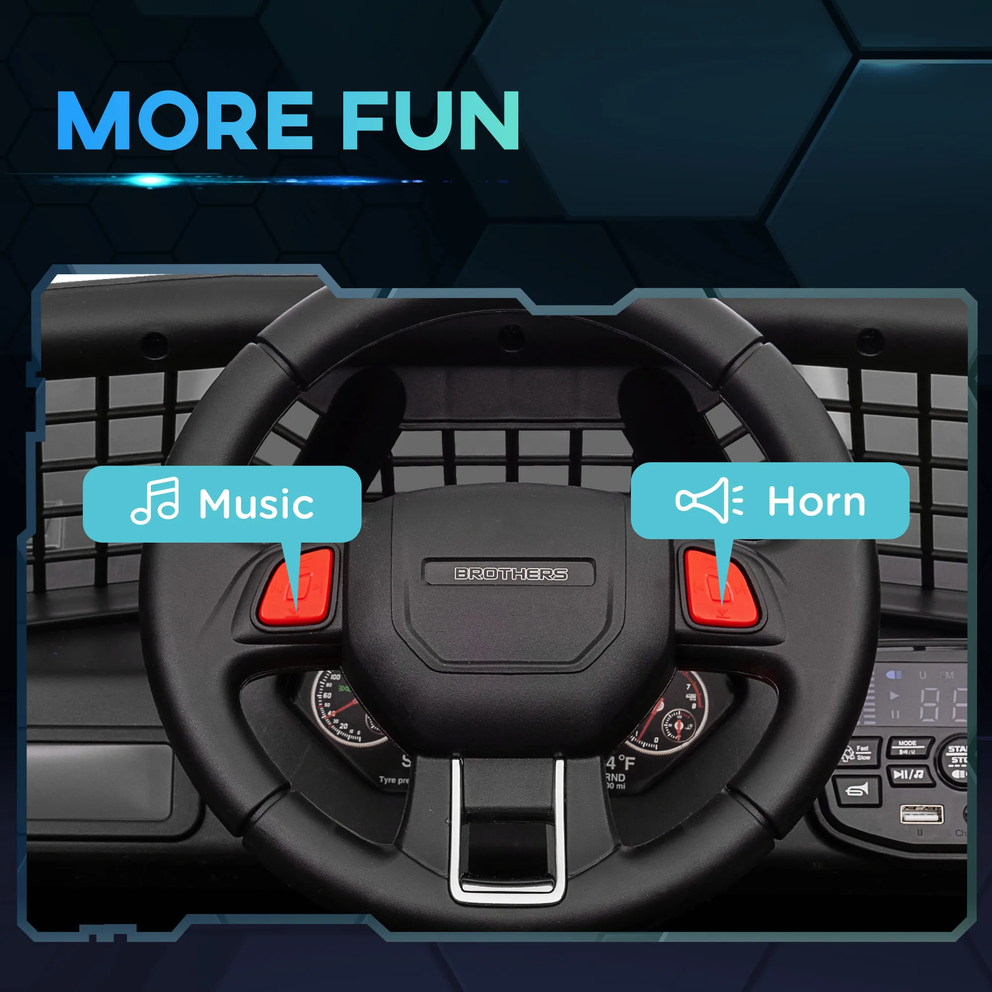 12V Ride on Car, Ride on Utv Truck W/ 4 Suspension Wheels, Black