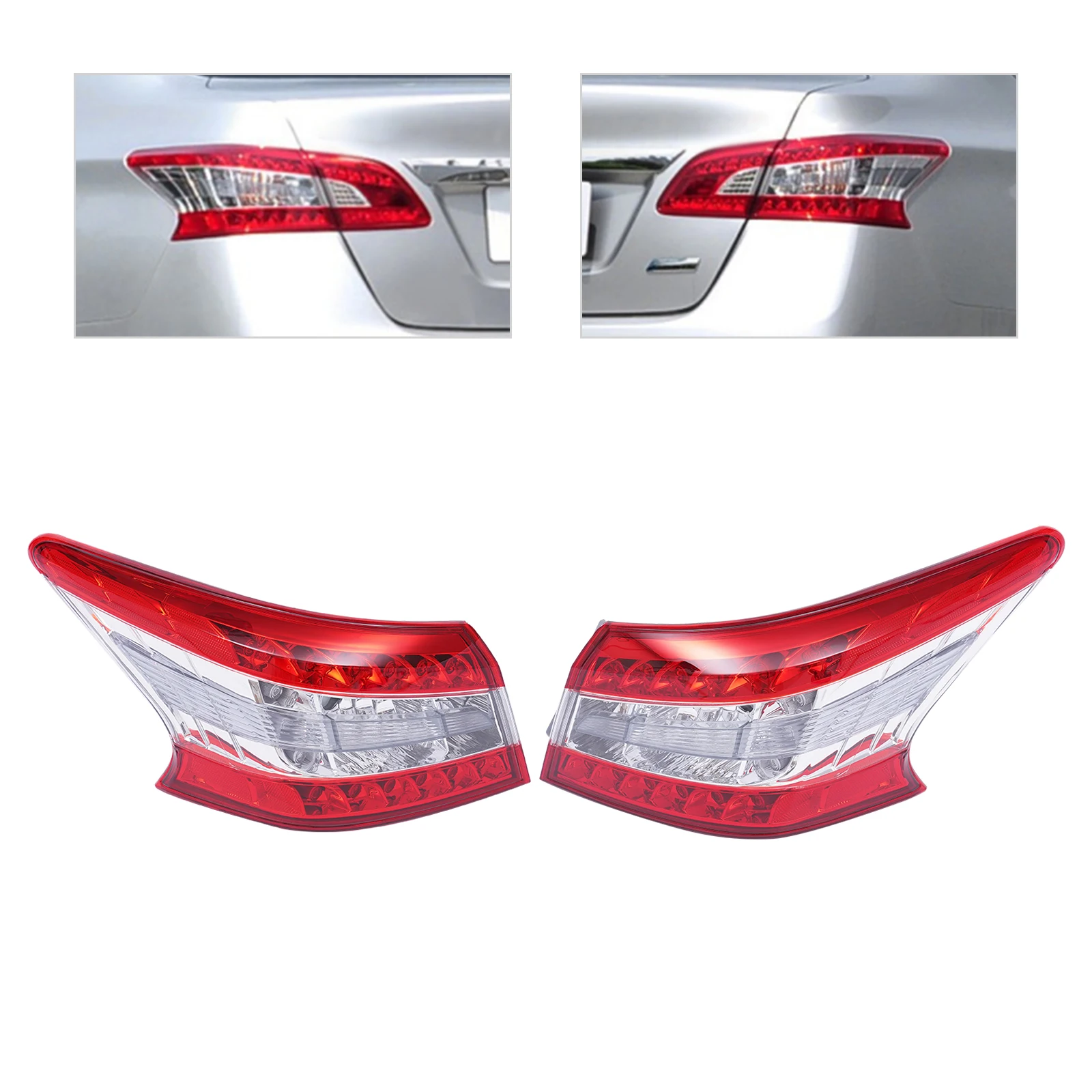 

For 2013 2014 2015 Nissan Sentra Tail Lights Rear Brake Stop Outer Lamps Left/Right Electroplating LED Tail Light Assembly