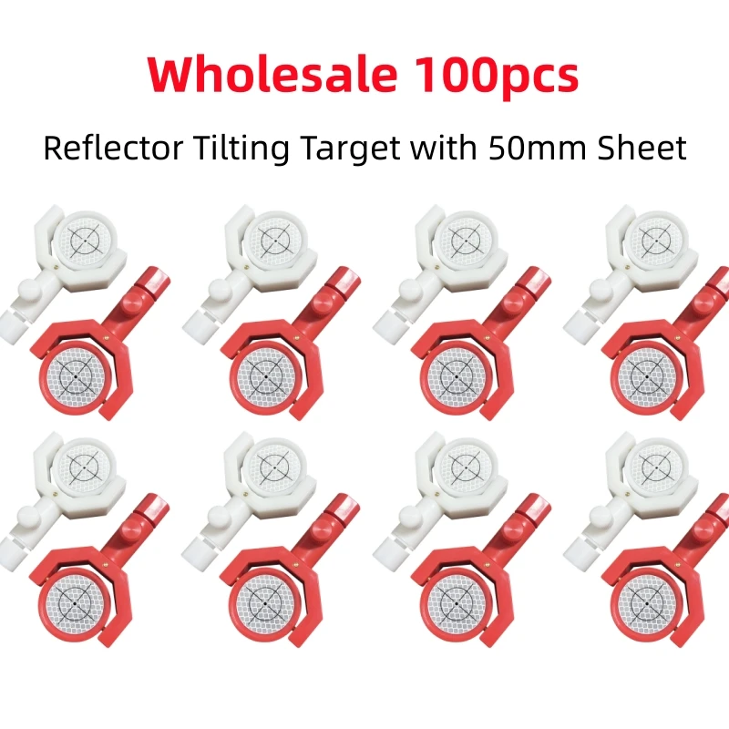 

Wholesale 100pcs Red, White Reflector Tilting Target with Printed Crosshair Dia 50mm Sheet with Base for Total Surveying Station