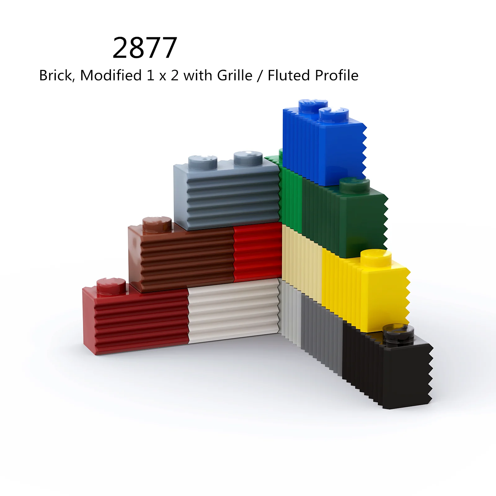 1 Pcs Buildings Blocks 2877 Brick, Modified 1 x 2 with Grille / Fluted Profile Bulk Modular GBC Toy For High-Tech MOC Set