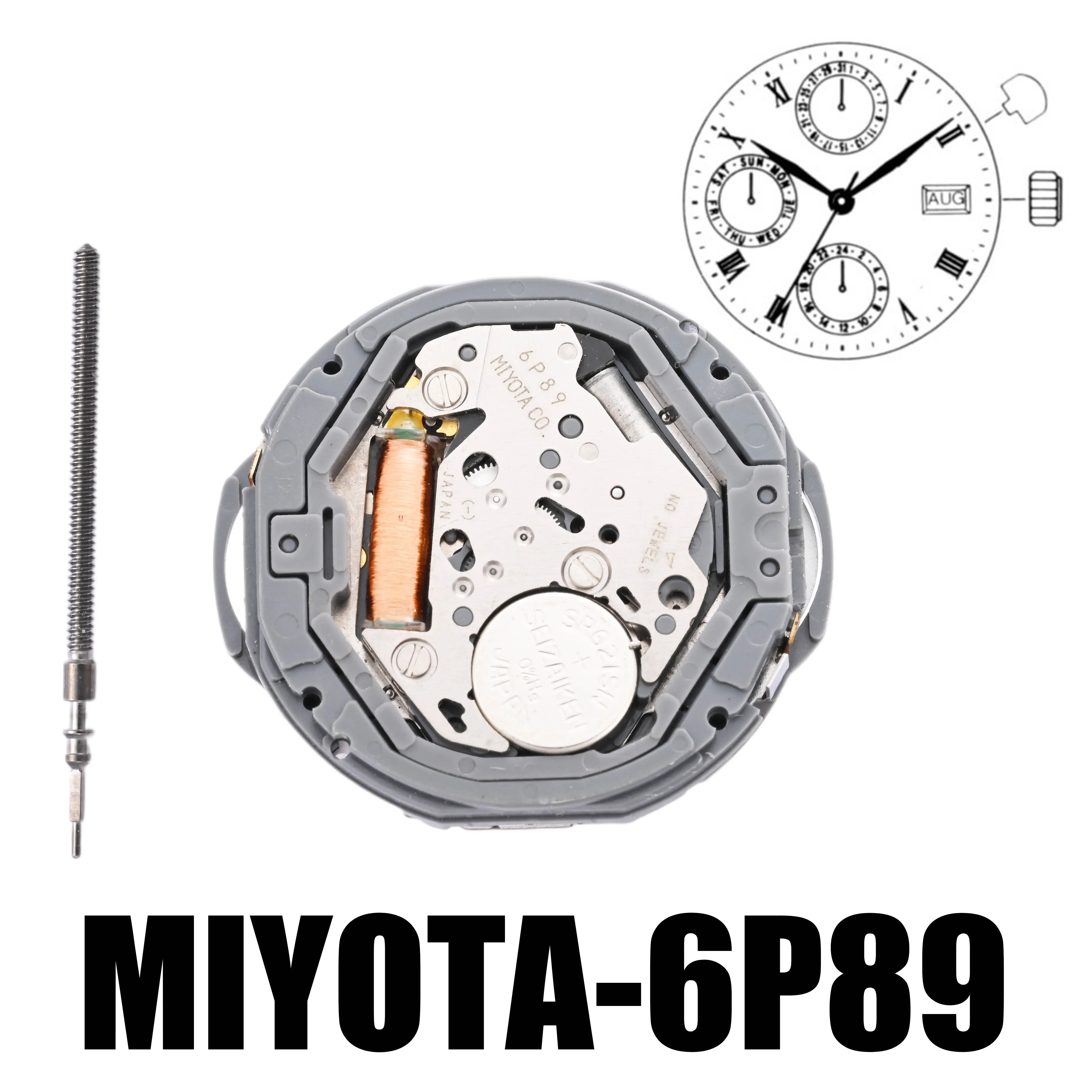 Miyota 6P89 momvent 10 1/2 Ligne, Multi-Function, 3 Hands - Japan Quartz Movement