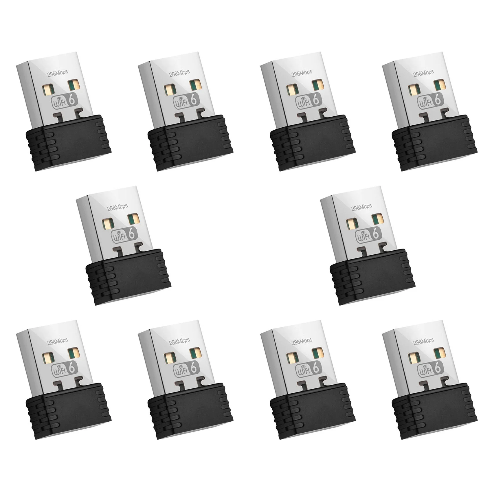 10x-wi-fi-6アダプター-ax286-80211ax-24ghz、windows-7-10-11対応、ドライバー不要のusbネットワークカード、小型wi-fi受信機。