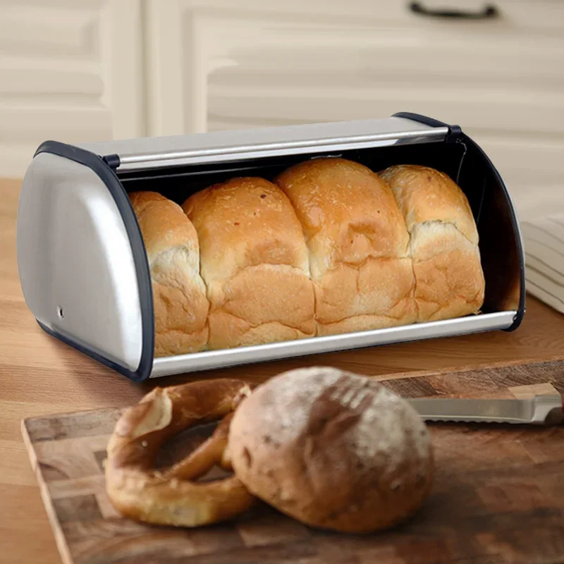 

Stainless Steel Bread Box Large Capacity Cake Bin Dustproof Food Organizer Bakery Storage Container For Keeping Fresh 2021