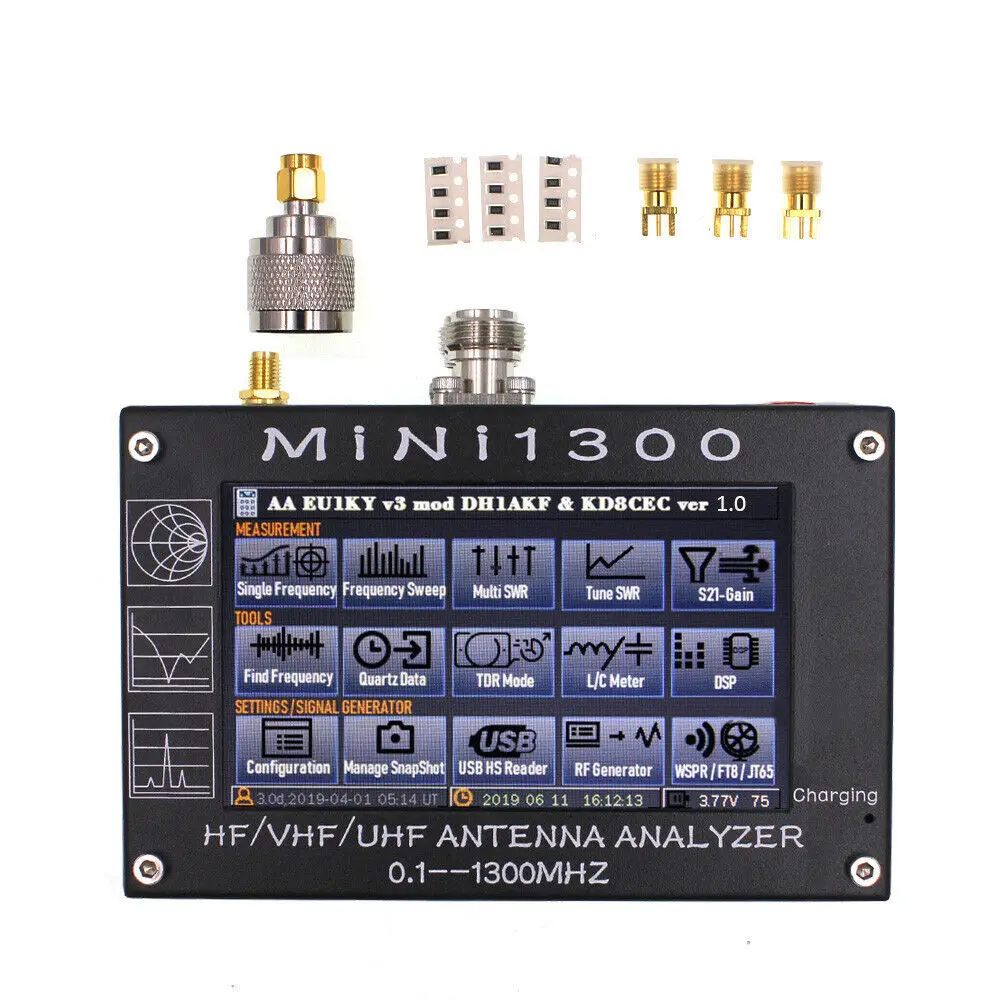 

NEW Antenna Counter MINI1300 HF/VHF/UHF Tester MINI-600 Frequency 0.1-1300MHZ with 4.3" LCD Touch Screen Analyzer