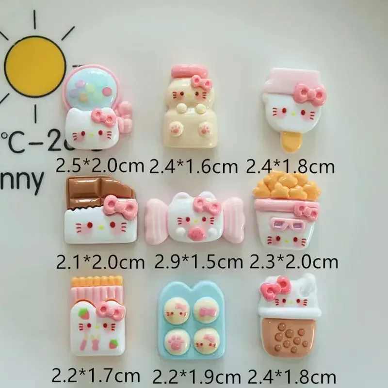 10Pcs Kawaii Cartoon Kitten Chocolate, Ice Cream Flatback Resin Miniatures DIY Phone Shell Patch Cute Hair Accessories Toy