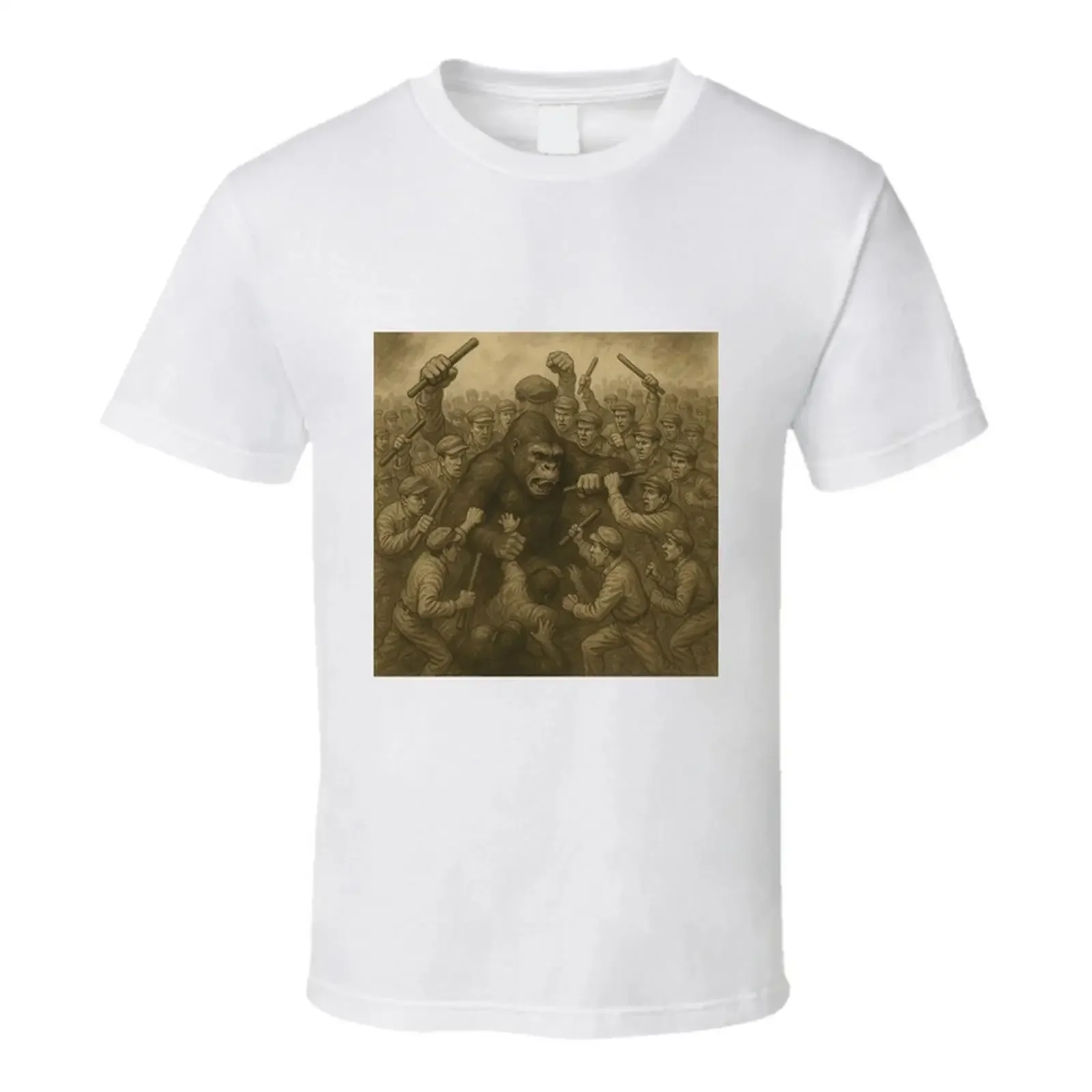 100 Men Beating The Gorilla T Shirt vintage Washed Slightly Versatile Unisex designer clothes fashion streetwear Stylish