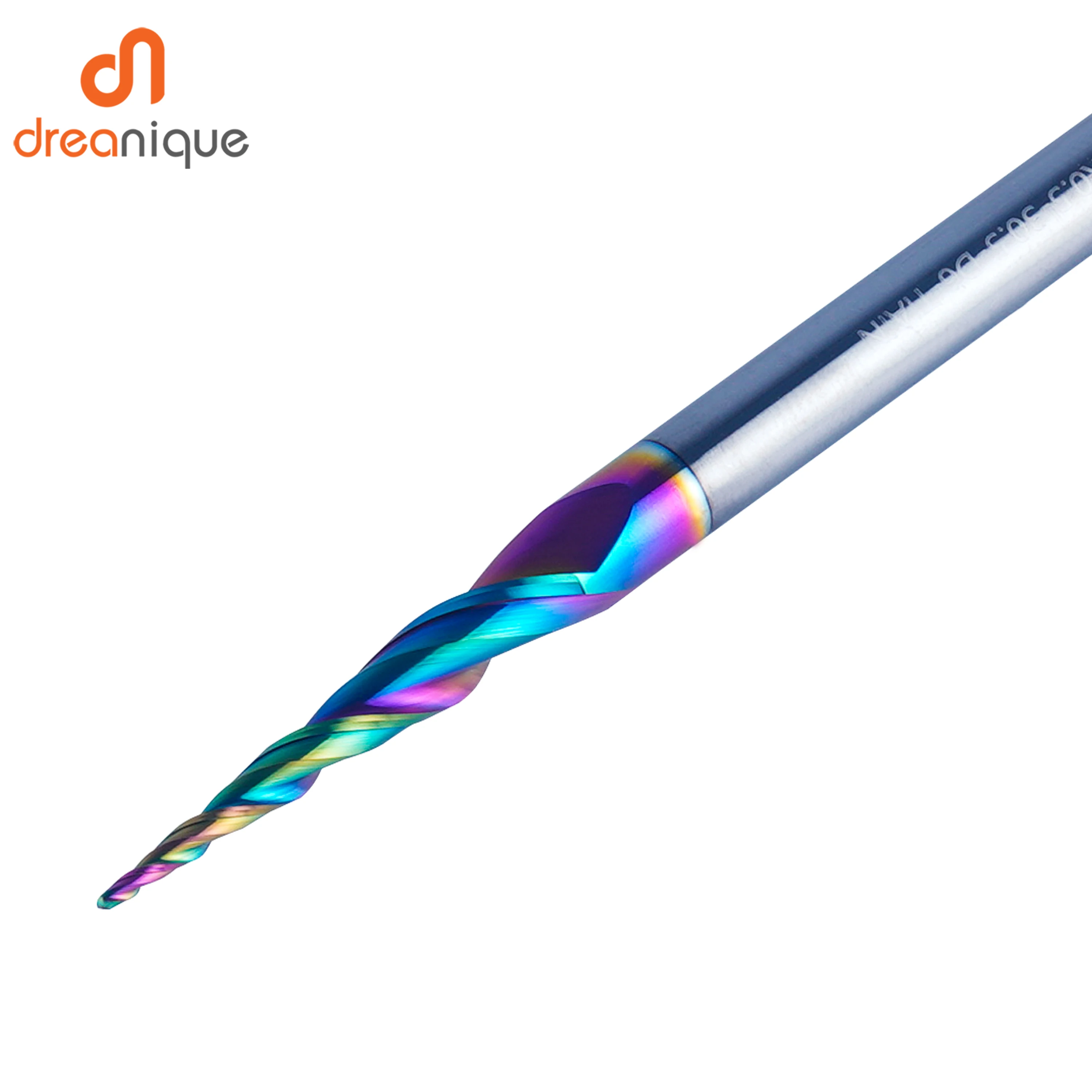 Dreanique, 1 pieza, fresa de extremo de carburo sólido con punta de bola cónica en espiral recubierta DLC, vástago de 6mm, broca enrutadora de 2 flautas para Metal y madera