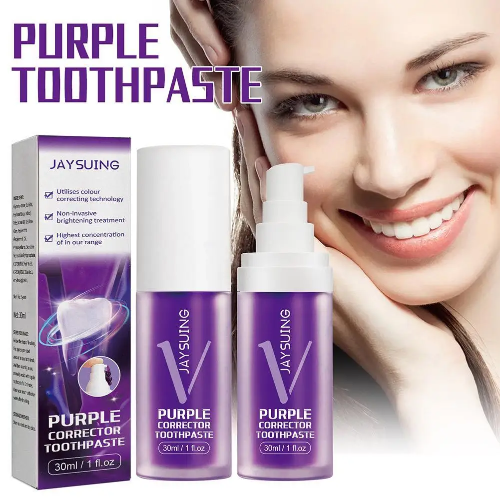 

30ML Purple Whitening Toothpaste Cleans Tooth Stains And To Bad Breath Fresh Breath And Whiten Teeth Toothpaste Cap