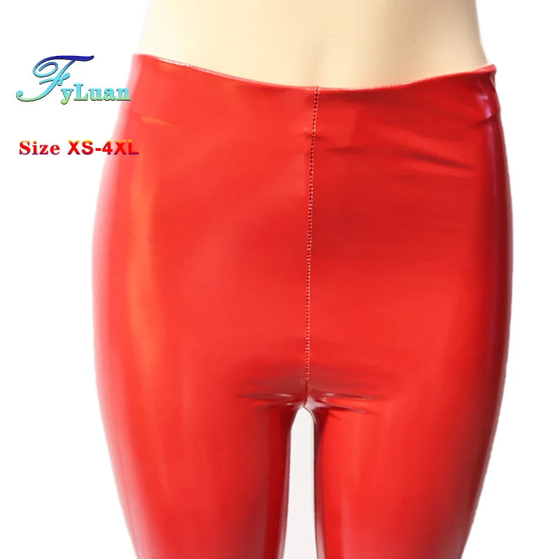 New Women Tight Trousers Exotic Bodycon Trousers with Elastic Band Sexy Butt-lifted Faux Leather Pants for Party Elastic Pants