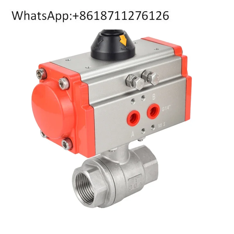 Pneumatic wire port two-piece ball valve Pneumatic internal thread ball valve DN15-DN65 stainless steel