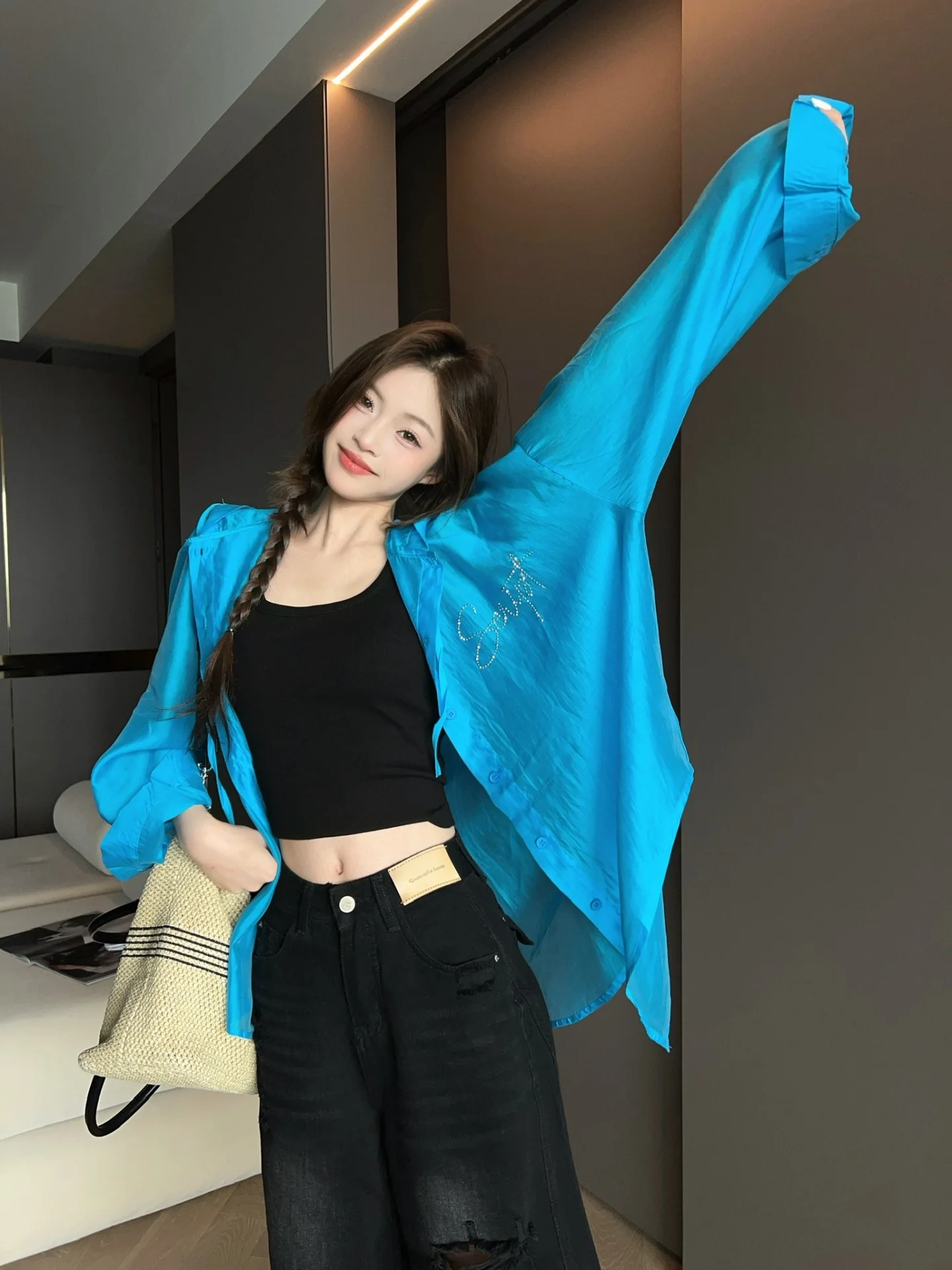 

MRS SHAO Casual Long Sleeve Hooded Shirt Women's Spring Fashion 2026 New Loose Versatile Top Outerwear Sun Protection