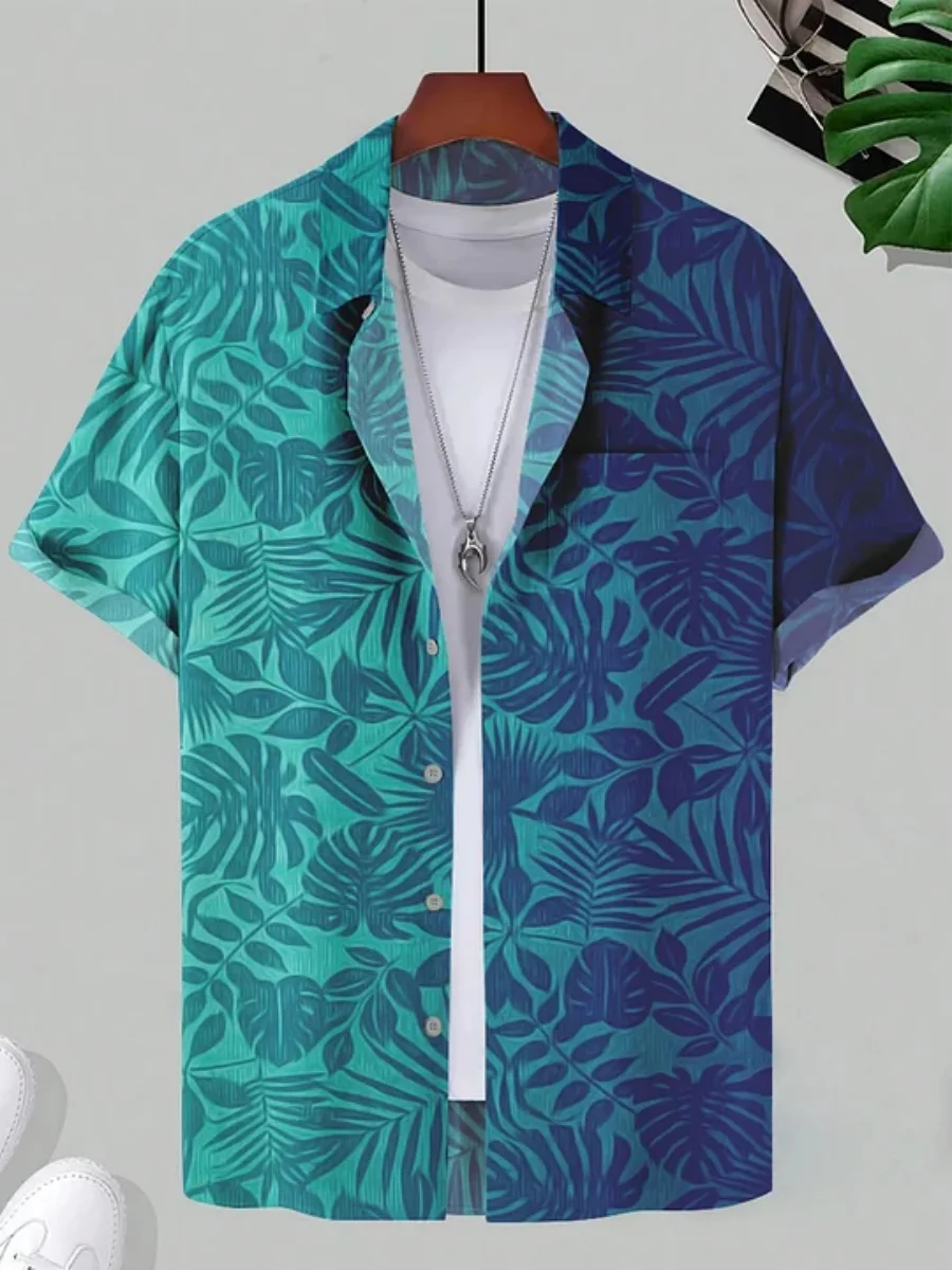 Summer New Hawaiian Style Octopus Print Short-Sleeved Shirt for Men Vacation Beach Casual Shirt Trendy Personalized Top