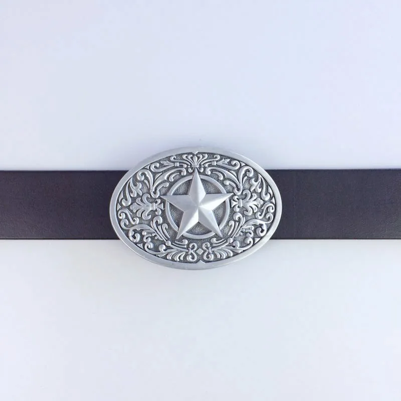 Vintage Southwest Flower Western Star Oval Belt Buckle also Stock in US Gurtelschnalle Boucle de ceinture Free Shipping