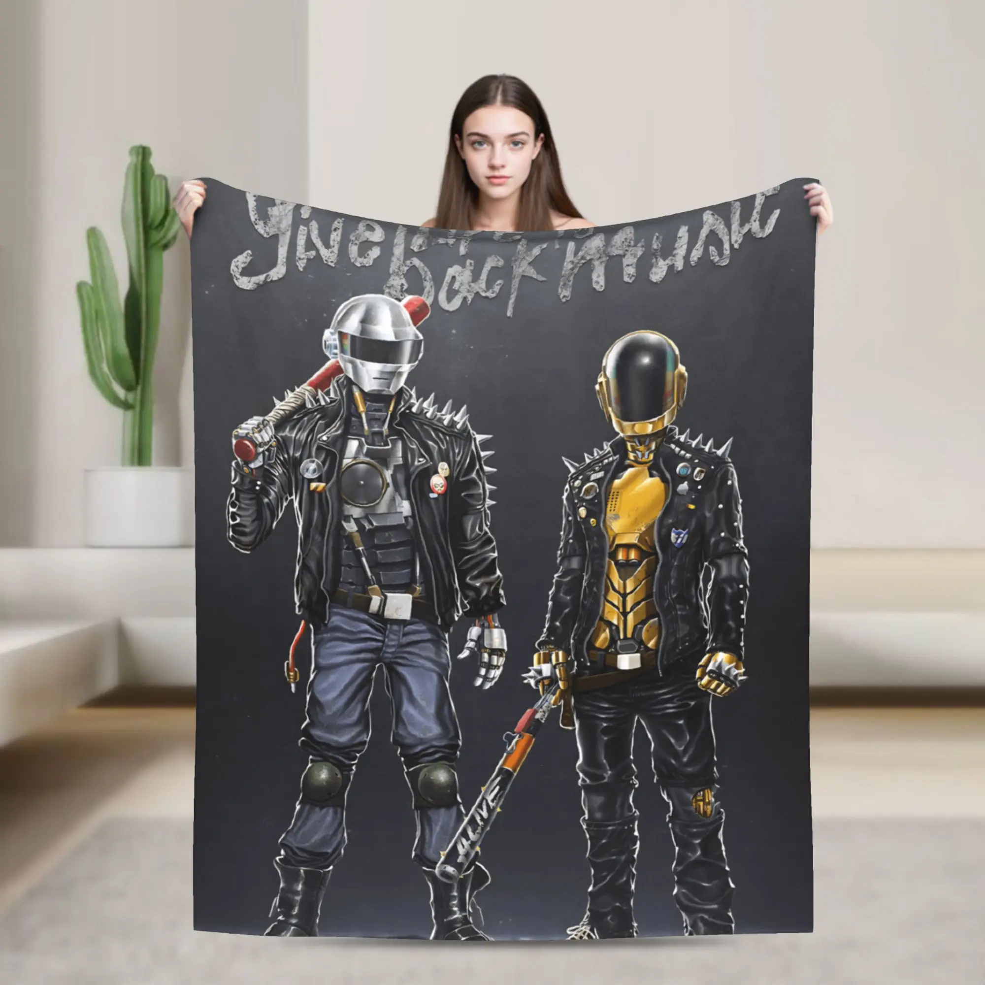 Helmet Random Daft Punk Flannel Blanket  Soft Warm Bedding Throws for Couch Bed Airplane Travel Print Bedspread Sofa Bed Cover