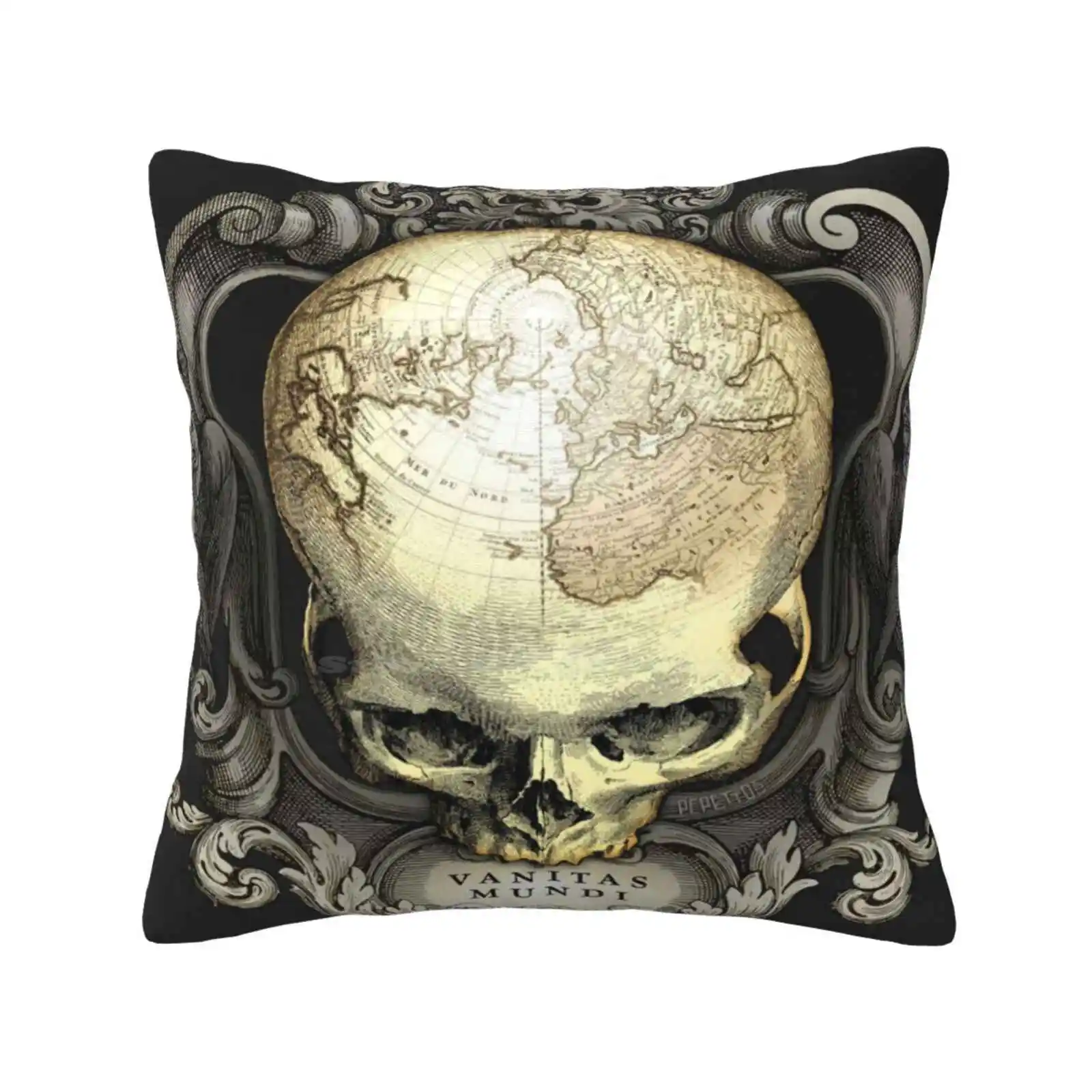 Vanitas Mundi Pillowslip Pillowcase Skull Metaphor Philosophy Mysticism Humanity Life Death Heavy Gothic Retro Collage Vintage