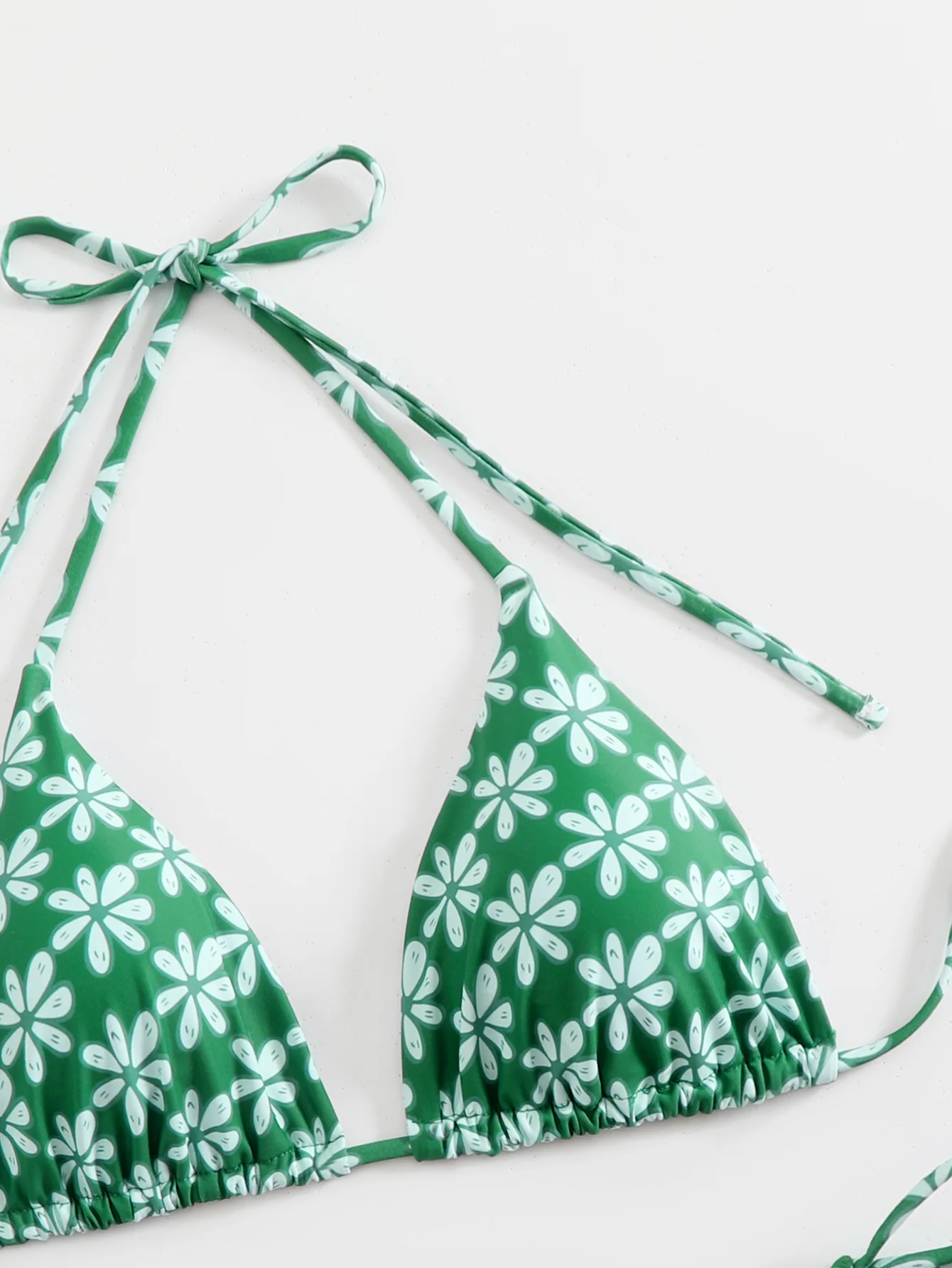 sexy green floral print micro bikinis sets two pieces halter tie swimsuits Swimwear conjunto de bikini tankini beachwear biquini
