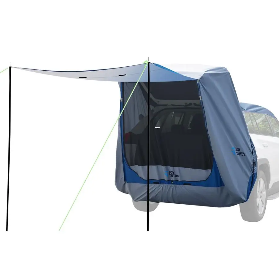 

SUV Tailgate Tent with Big Awning, Water Resistant SUV Camping Tent with Car Roof Cover, Universal Fit Most Suvs, Car, Grey Blue
