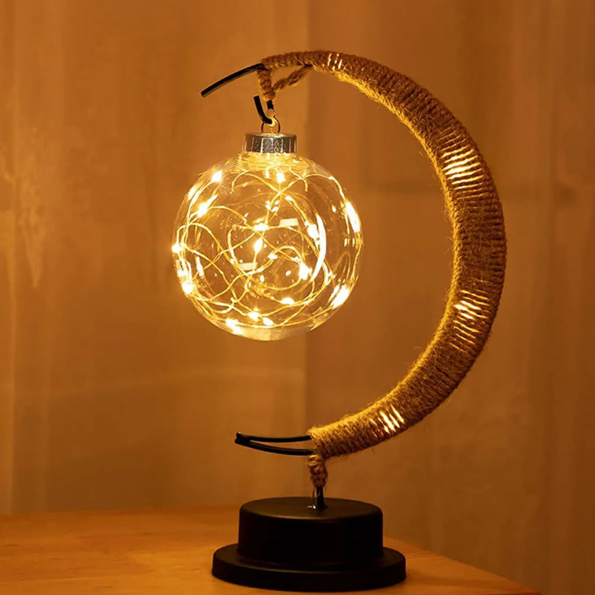 1pc LED Ball Lamp Wrought Iron Moon Lamp Bedroom Table Desk Decorative Night Light For Festival RAMADAM Decoration