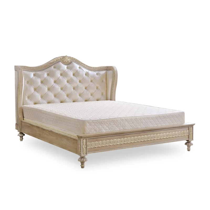 

Modern European Italian Solid Wood Bed Fashion Carved Luxurious French Bedroom Set Furniture King Size jxj57