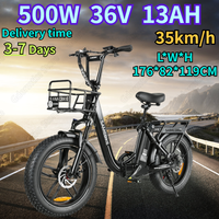 Folding Ebike 500W Powerful Motor13AH Battery Electric Bike Adult Snow Mountain 20 Inch Fat Tire  for Man Women Electric Bicycle