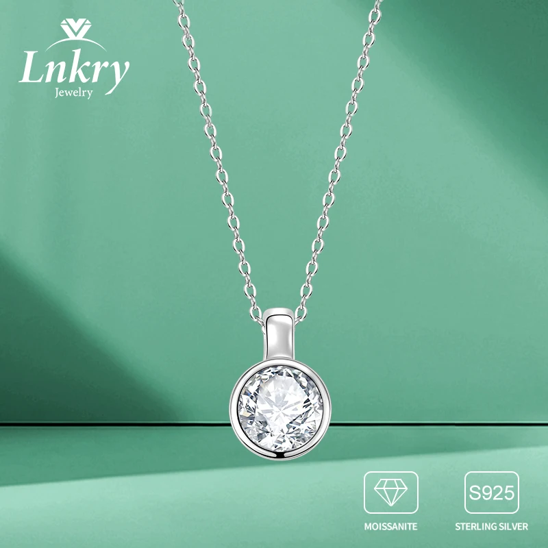 

Lnkry ослепительный 8 мм пасьянс муассанит кулон ожерелье с сертификатом 925 серебряная цепочка для женщин помолвка свадебные украшения