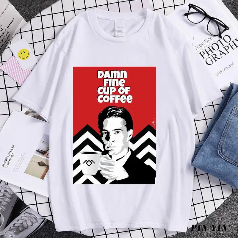 TV Twin Peaks White T Shirt for Men Women T-shirt Casual Y2k Oversized Streetwear Leisure Hombre Men Clothing