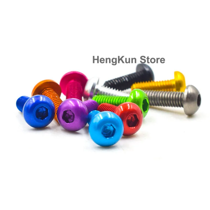 M3 M3.5 M4 M5 M6 Glod Yellow Anodized Aluminum Alloy Button Socket Cap Screws Round Head Allen Bolt Hex Drive Machine Screw