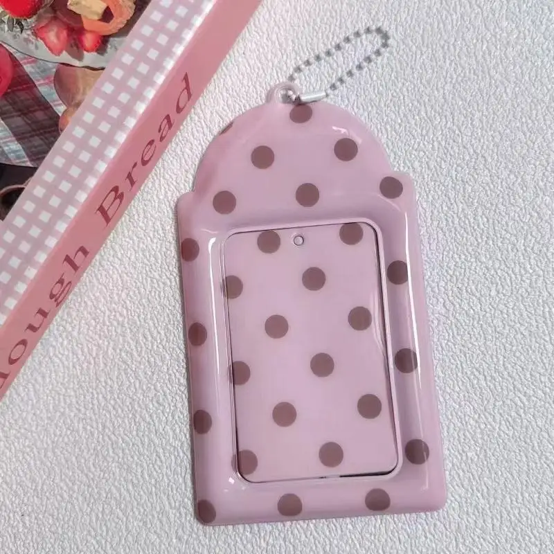 Cute Polka Dot Card Holder 3 Inch Photocard Card Sleeve Kpop Idol Card Holder Backpack Accessories Pendant Keychain Fans Gifts