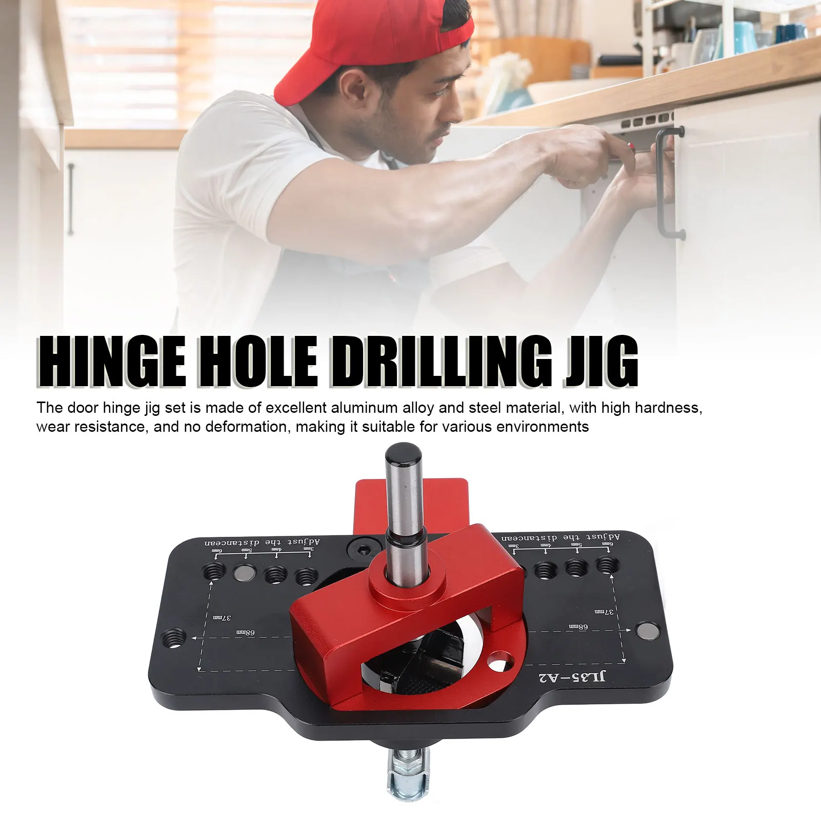 Door Hinge Installation Jig 35mm Concealed Cabinet Hinge Fixture Hole Drilling Locator Tool Set for Home and Woodworking