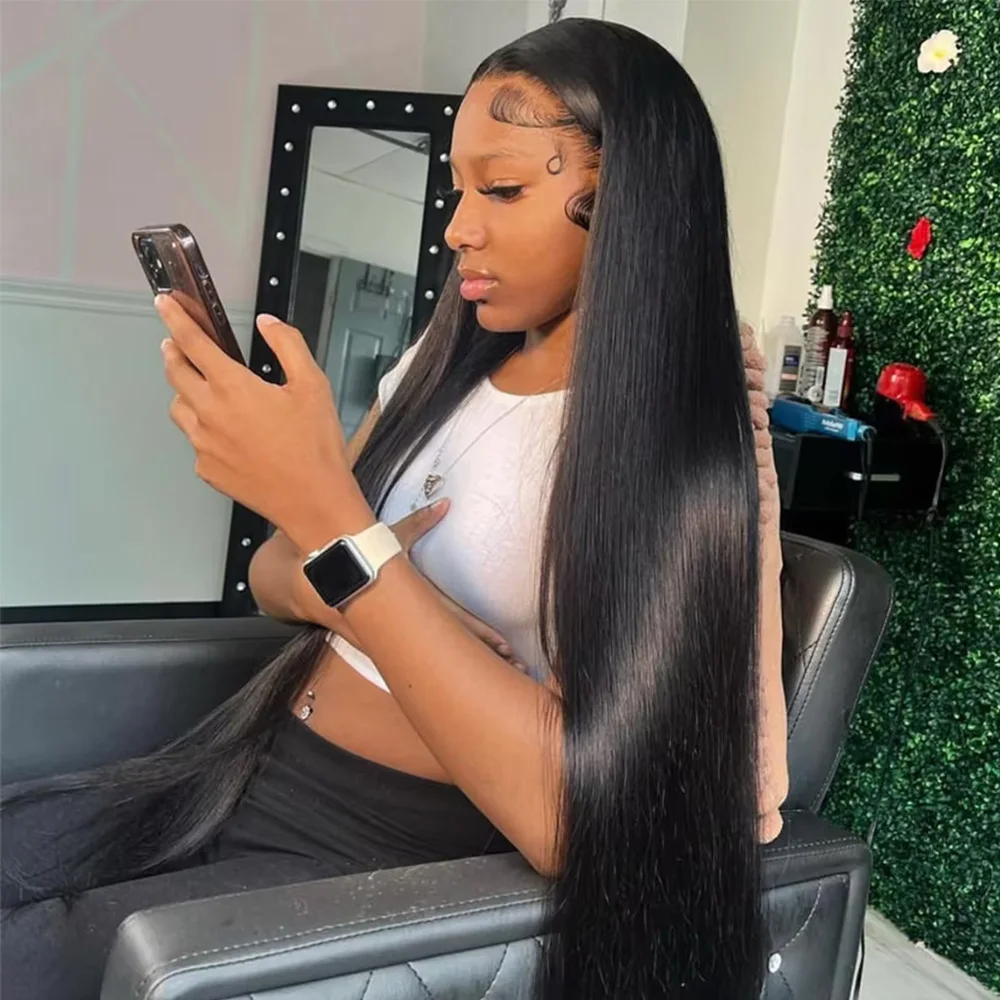 

Straight 13x6 HD Transparent Lace Frontal Wig Brazilian 220 Density 13x4 Lace Front Human Hair Wigs For Black Women 40 46 Inches