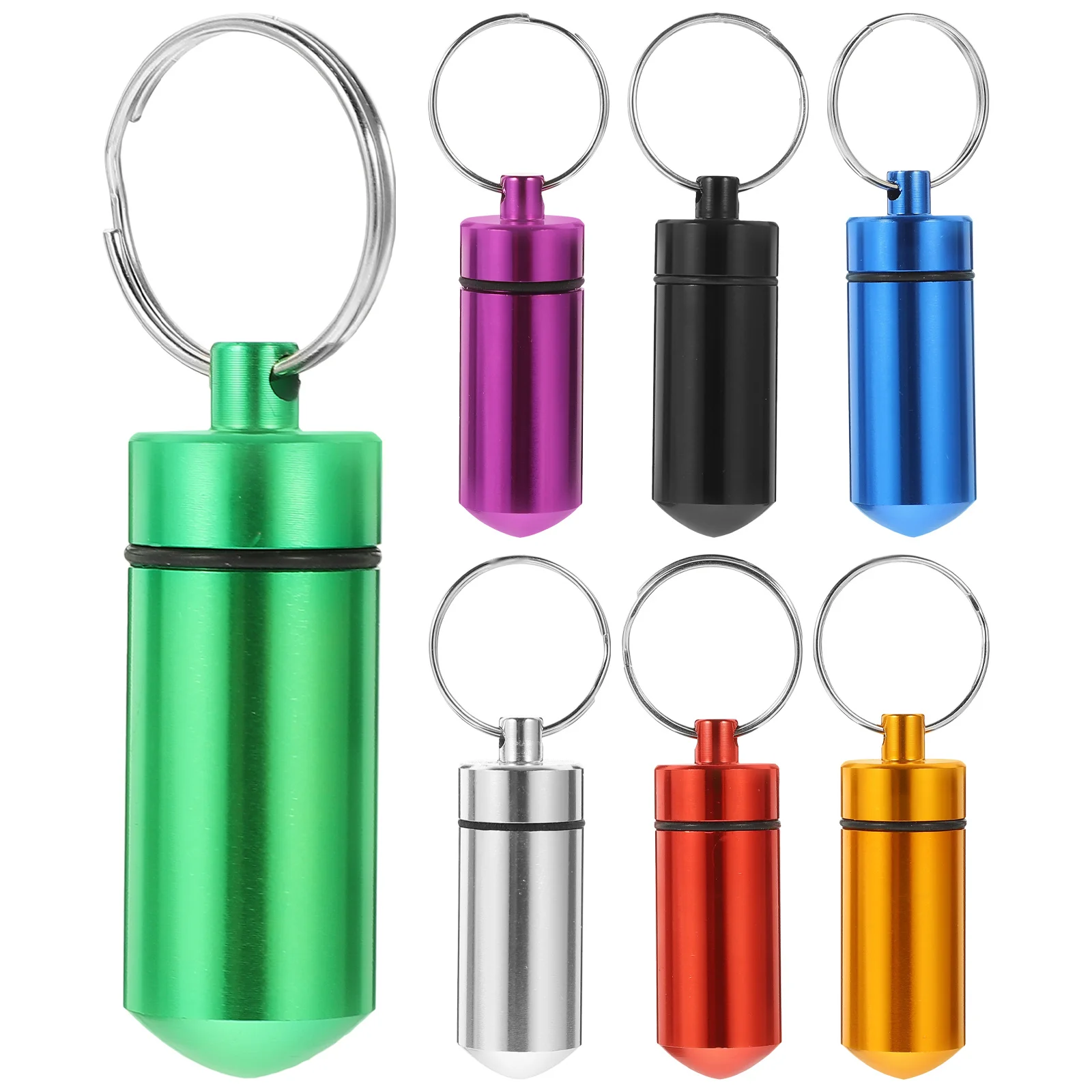 

7Pcs Portable Medicine Storage Pendant Sealed Pill Case Keychain Holder Outdoor Travel Camping Organizer Container Keychain